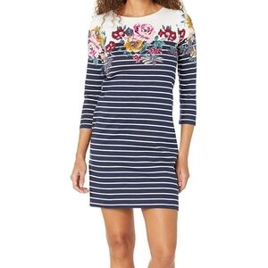 Joules Dress Navy Stripe Floral Size 14 NWT Academia Preppy